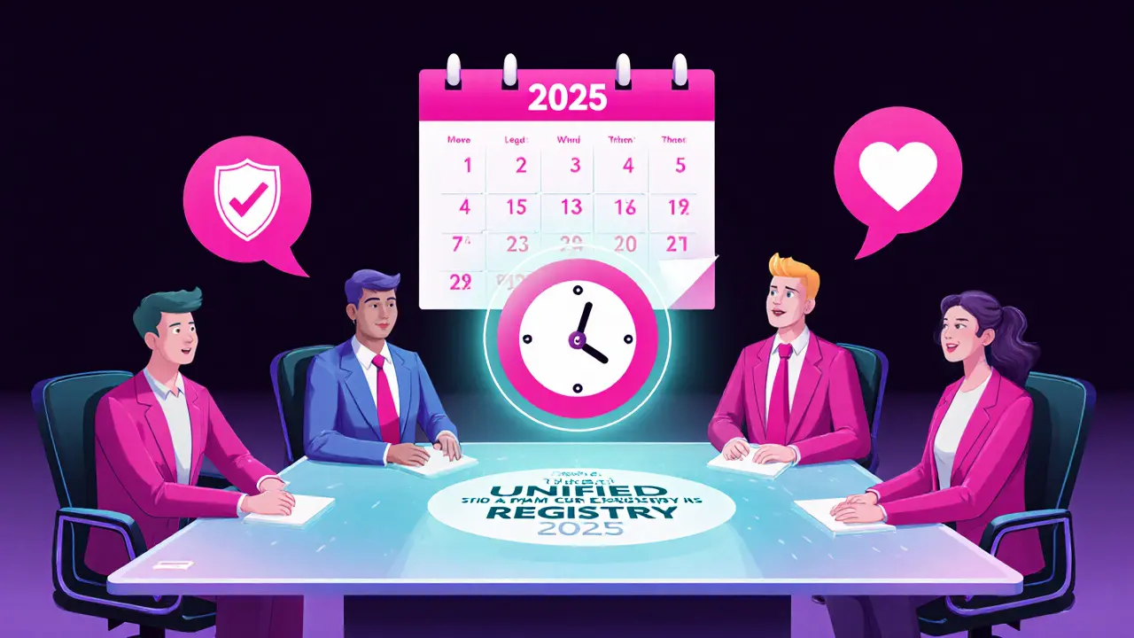 Setkání ČAP, ČPtS a ministerstva u hologramu jednotného registru v roce 2025.