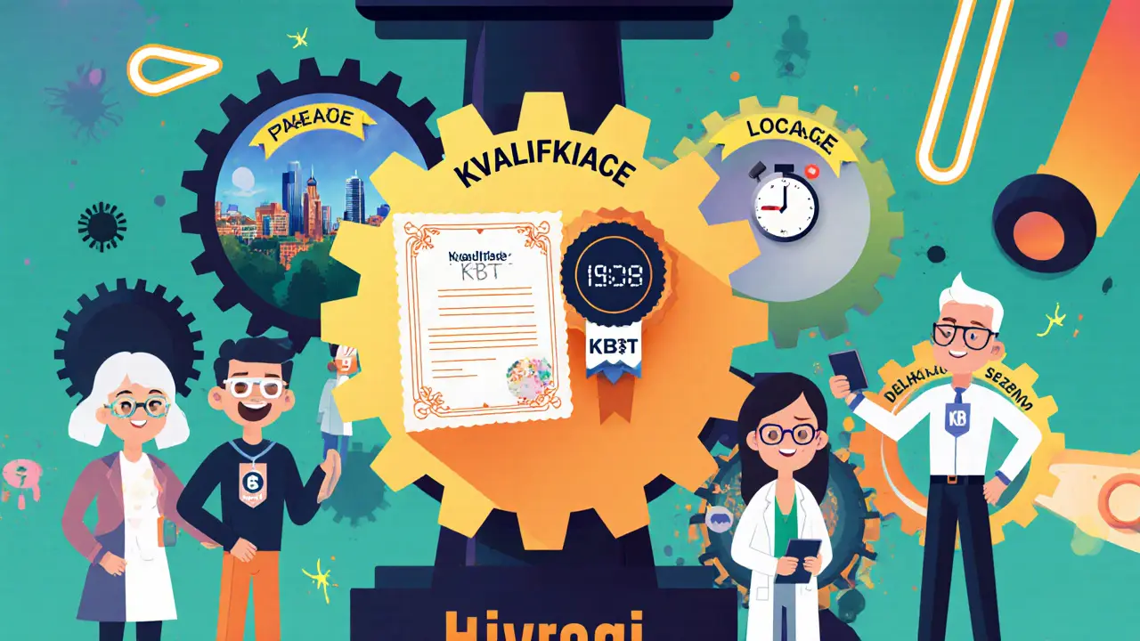 Kreslený stroj s ozubenými koly ukazujícími faktory ceny terapie.