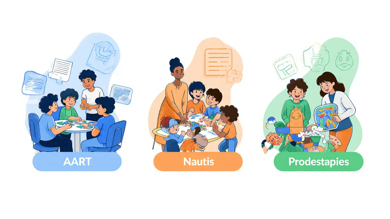 Vynikající programy ukázány jako děti hrající různé hry, pastelové barvy.