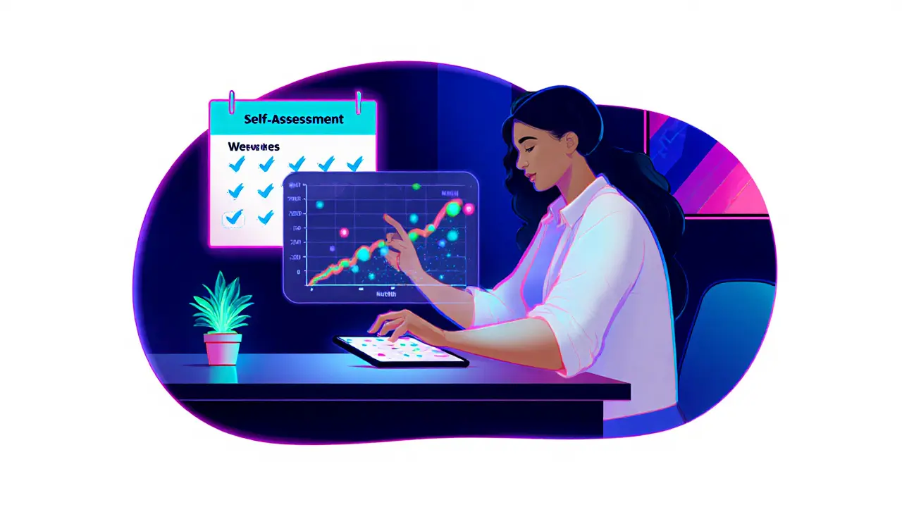 Klient zapisuje pokrok do digitálního deníku, zatímco terapeut ho podporuje.