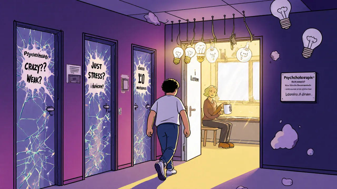 Pacient prochází chodbou, kde se rozbíjejí stigmy, a vstupuje do klidné místnosti s psychologem, kde se objevuje 12. žárovka.