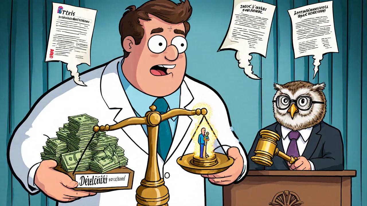 Osoba stojí před rovnovážnou váhou, kde terapeut váží peníze proti jejímu životu.