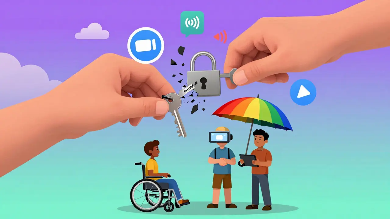 Klíč přístupnosti zavírá překážku online terapie, zatímco lidé s různými potřebami najdou společný prostor.