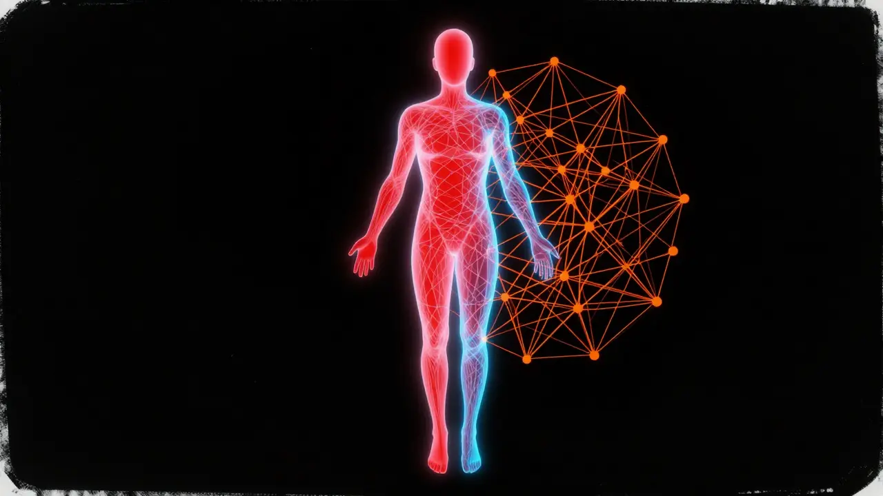 Člověk jako tři propojené vrstvy těla, mysli a společnosti.