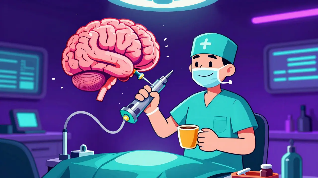 Metafora terapeuta jako chirurga kombinujícího empatii s moderní technikou.