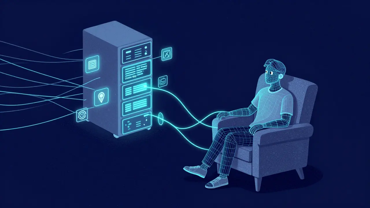 Online terapie spojující klienta s terapeutem ve stylu animace
