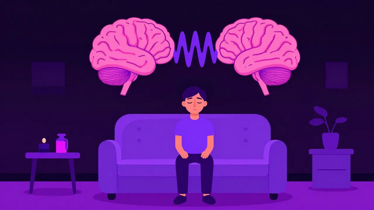 Abstraktní zobrazení bilaterální stimulace v terapii EMDR, styl Adult Swim