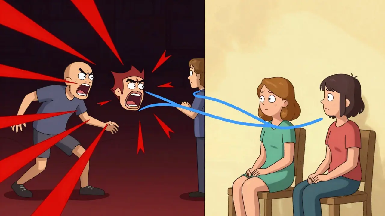 Konceptuální ilustrace konfliktu versus klidu ve vztahu