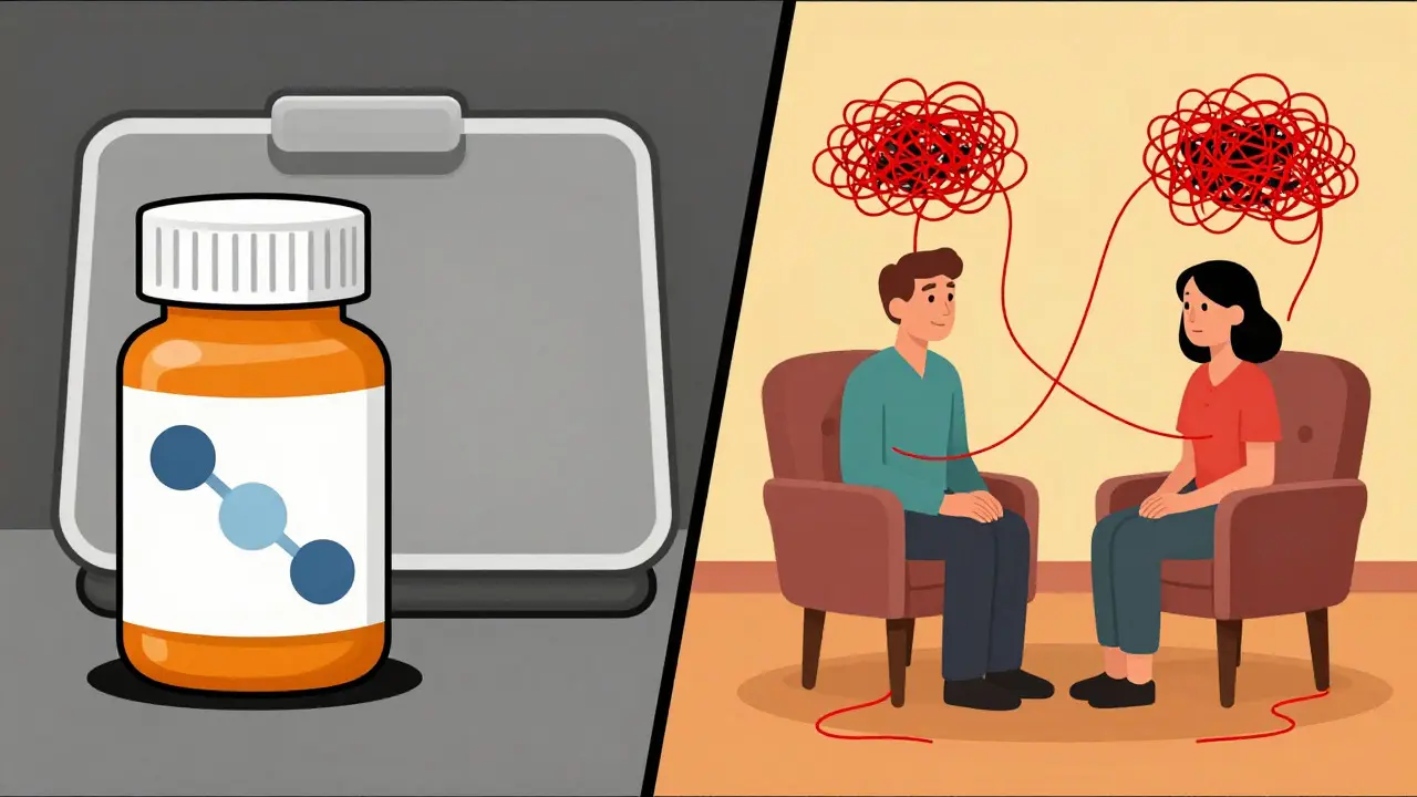 Kontrast mezi léky a psychoterapií