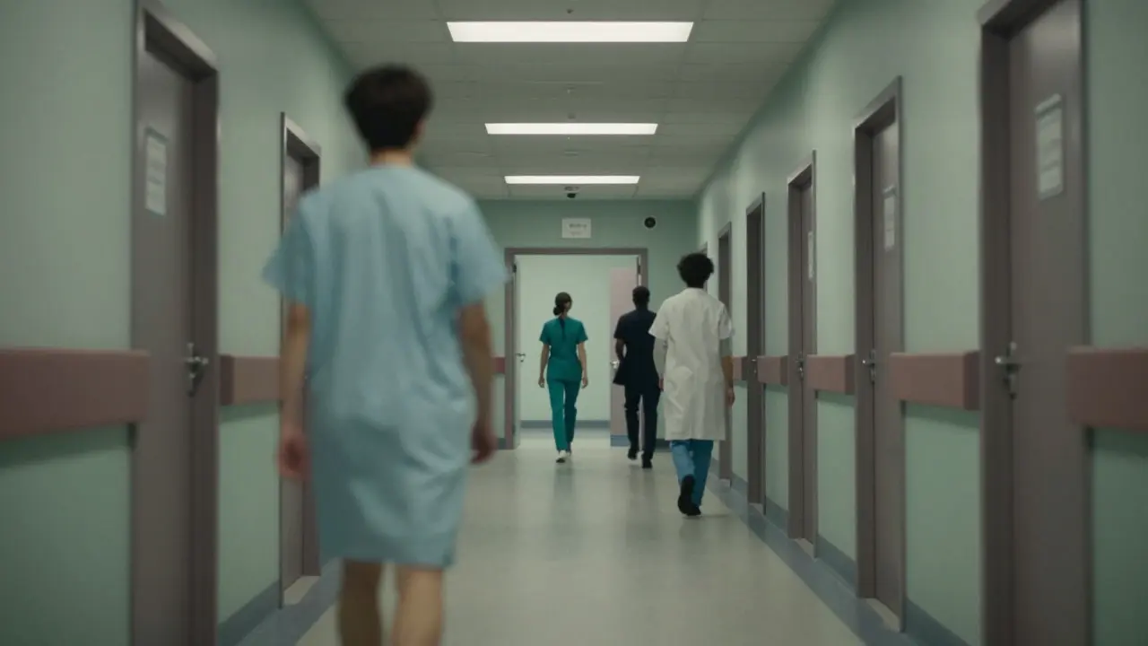 Koridor psychiatrické nemocnice pro stabilizaci pacienta