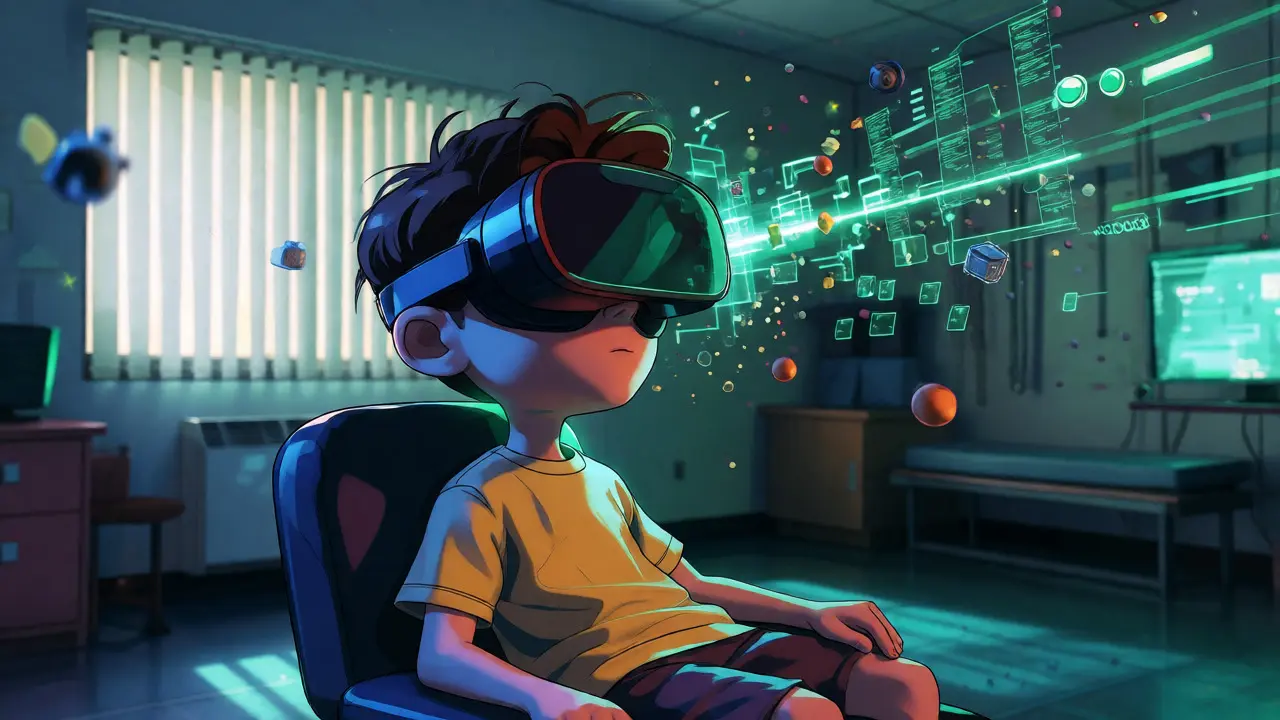 Dítě používá virtuální realitu pro trénink soustředění